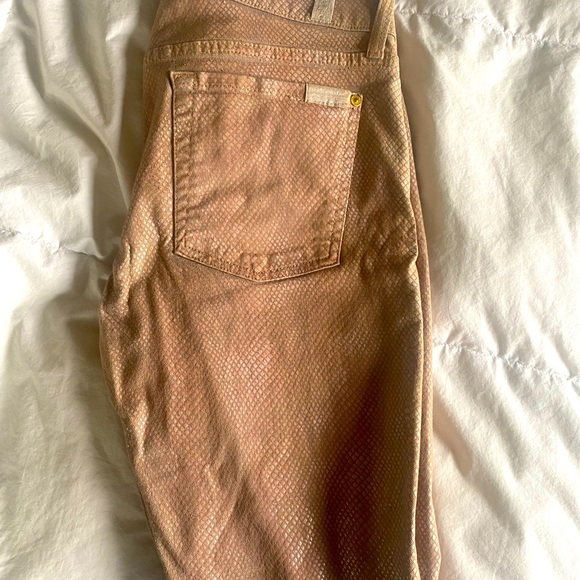 Pink Snake Skin Skinny Pants, Seven For Mankind, Size 32 - Picture 3 of 6